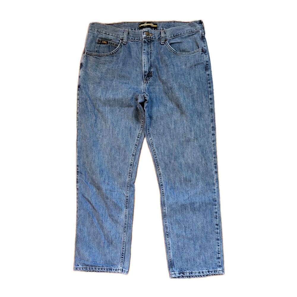 Lee Jeans Men Size (38x29 Actual) Blue Stone Wash Regular Fit Straight Leg Pants